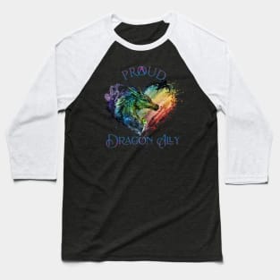 PRIDE Month Proud Dragon Ally Rainbow Pride Heart Baseball T-Shirt